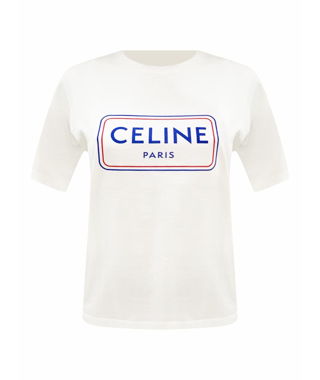 CELINE Белая хлопковая футболка, фото 1