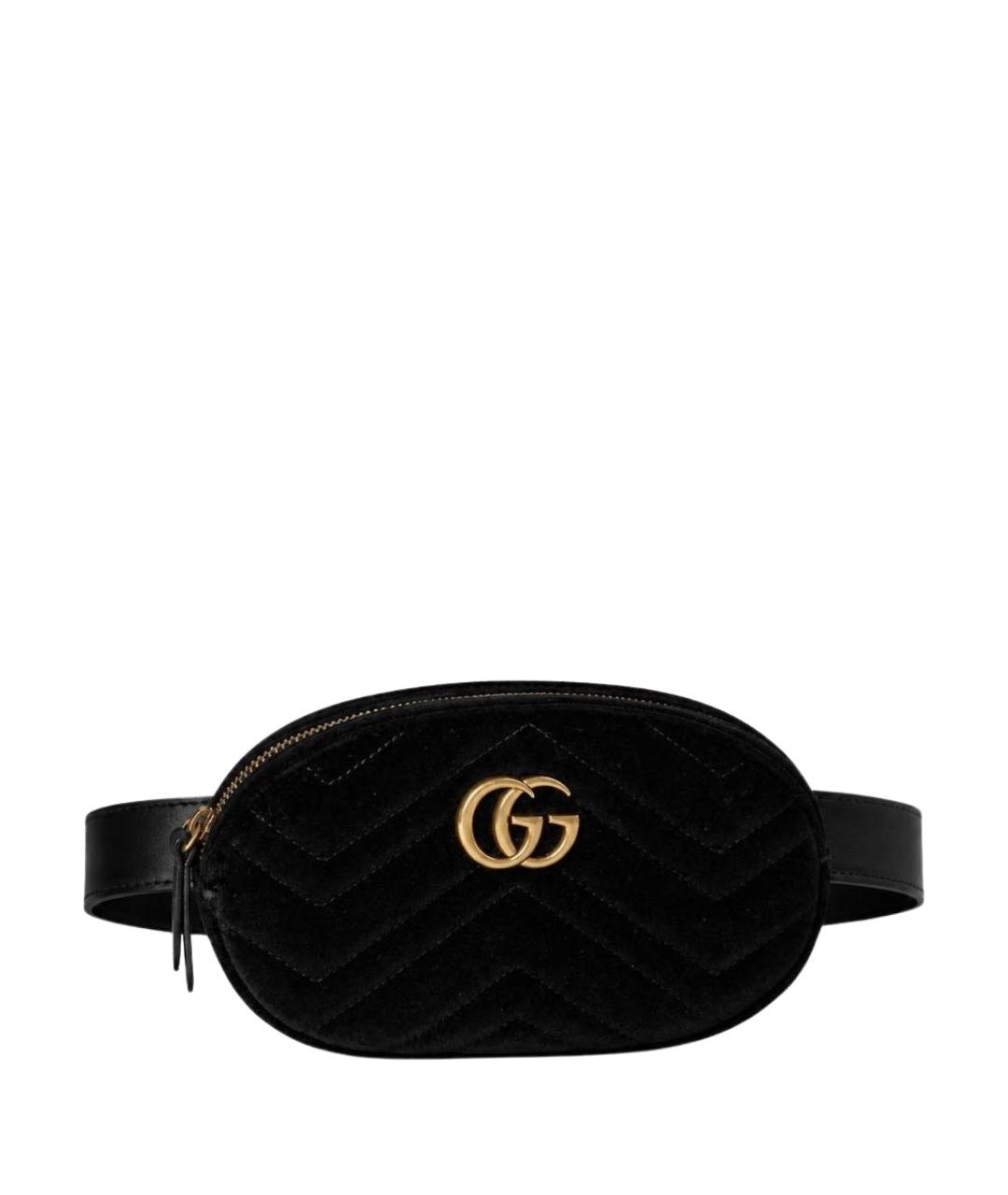 GUCCI Черная бархатная поясная сумка, фото 1