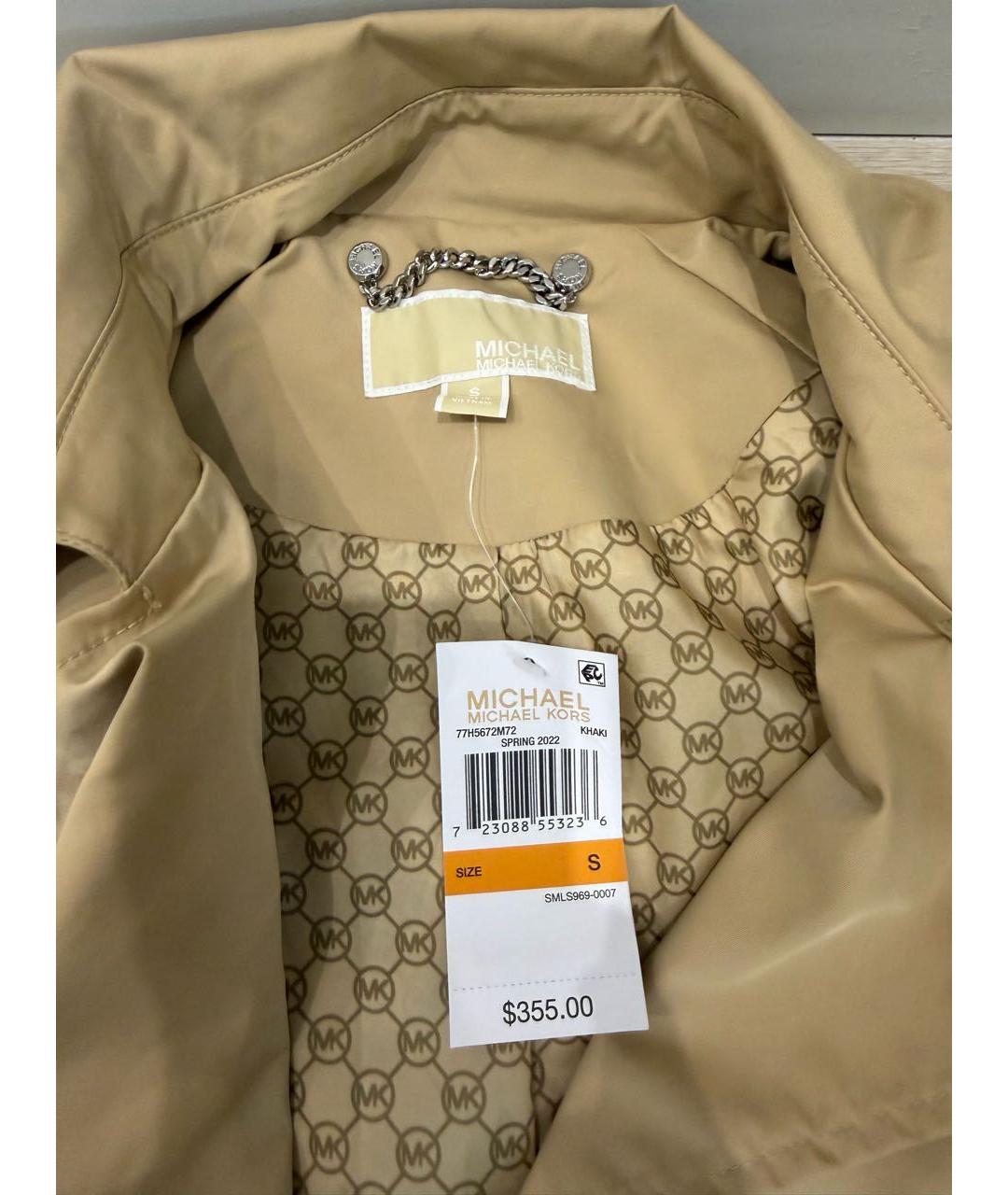 MICHAEL KORS Горчичный полиэстеровый тренч/плащ, фото 3