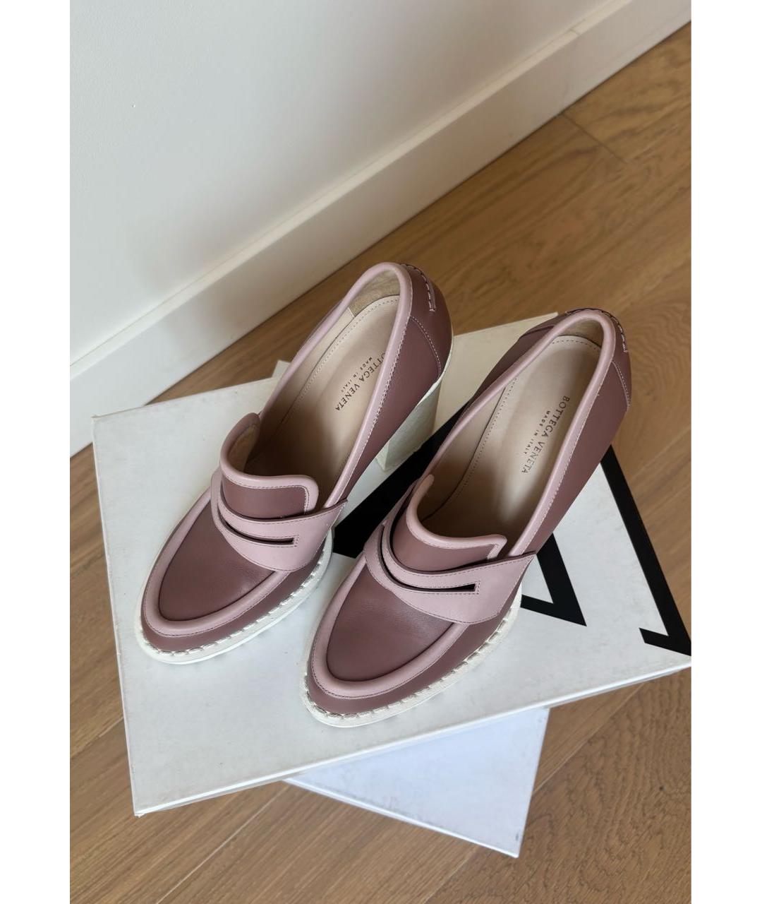 BOTTEGA VENETA Розовые кожаные туфли, фото 3