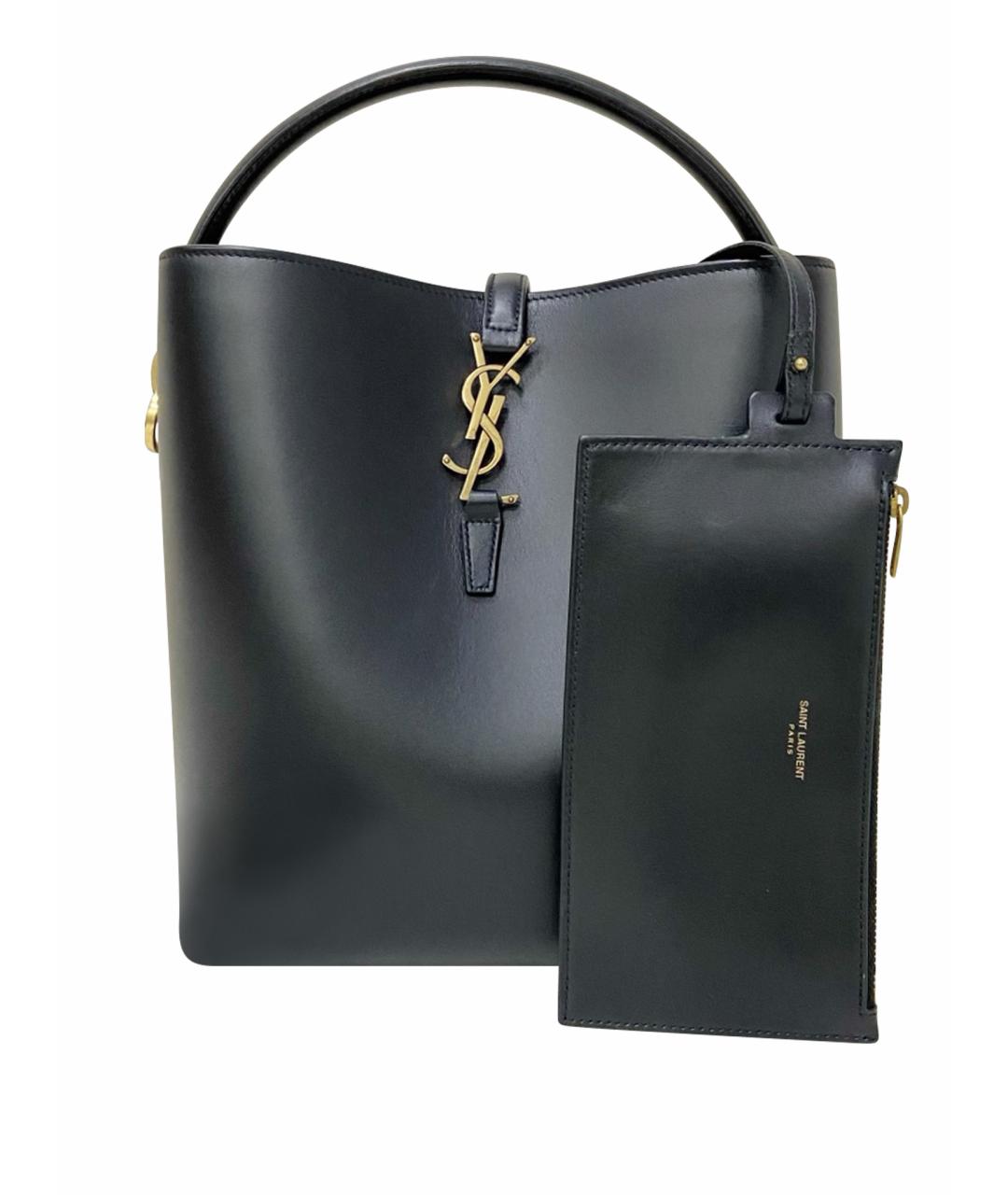 SAINT LAURENT Черная кожаная сумка с короткими ручками, фото 7