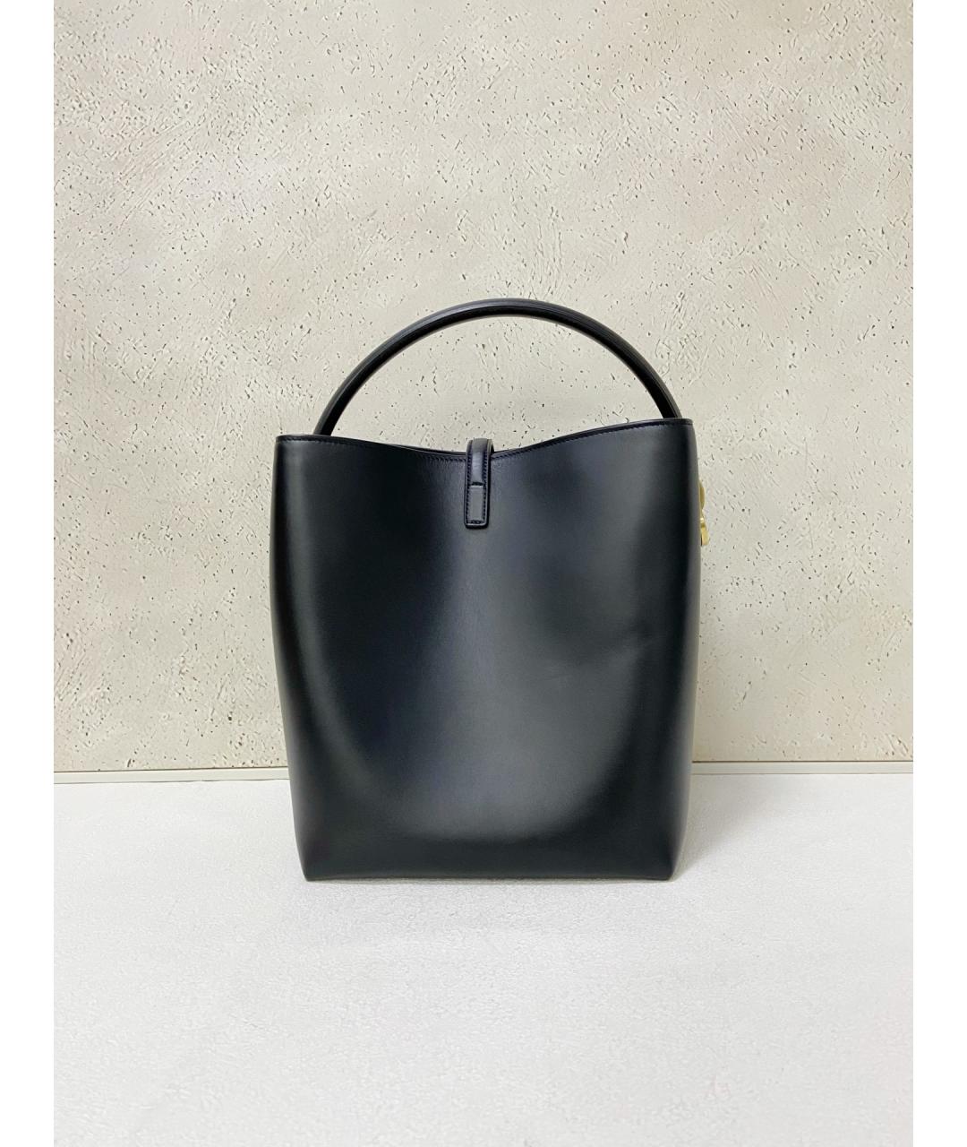 SAINT LAURENT Черная кожаная сумка с короткими ручками, фото 2
