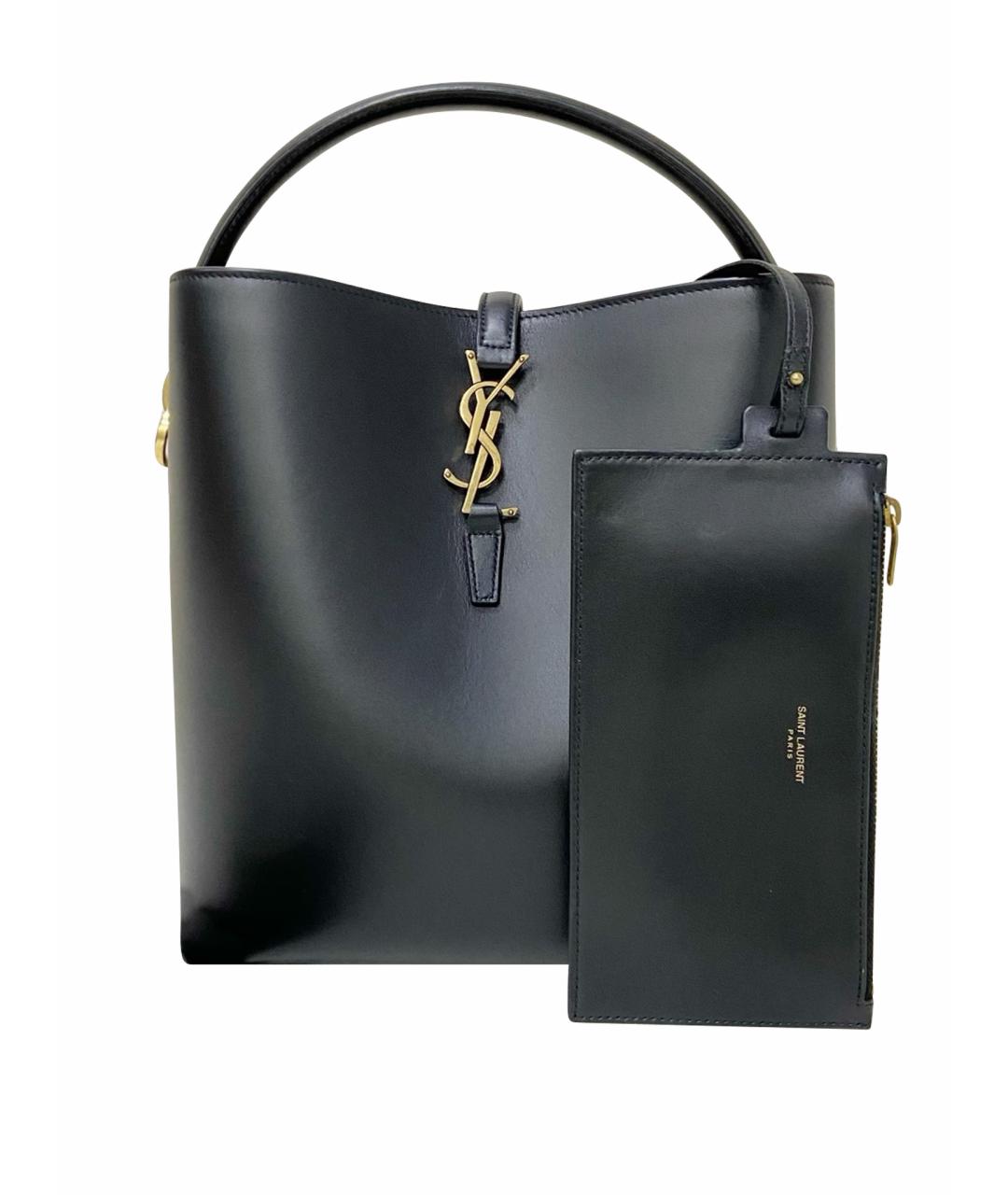 SAINT LAURENT Черная кожаная сумка с короткими ручками, фото 1