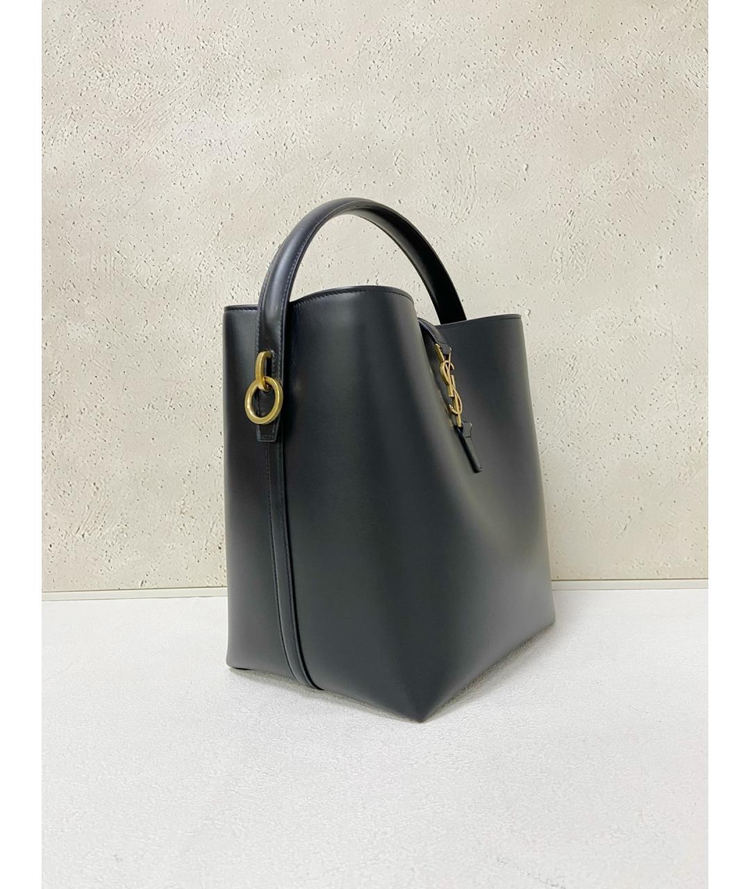 SAINT LAURENT Черная кожаная сумка с короткими ручками, фото 4