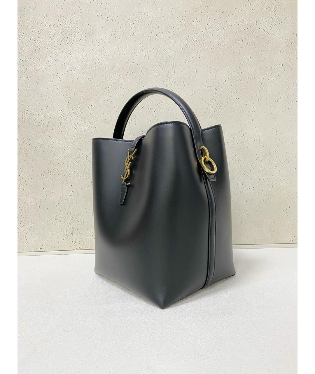 SAINT LAURENT Черная кожаная сумка с короткими ручками, фото 3