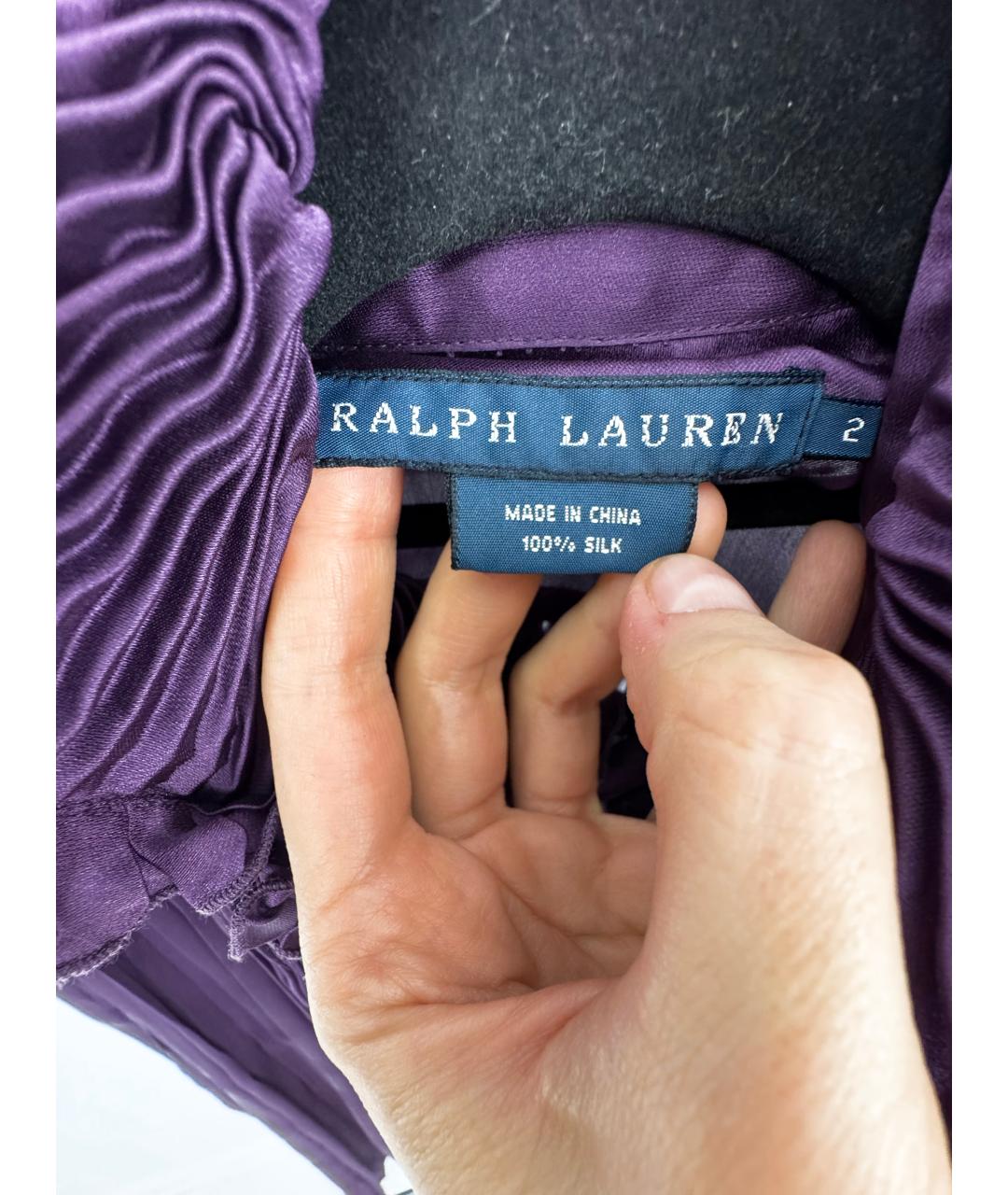 RALPH LAUREN Фиолетовая шелковая блузы, фото 4