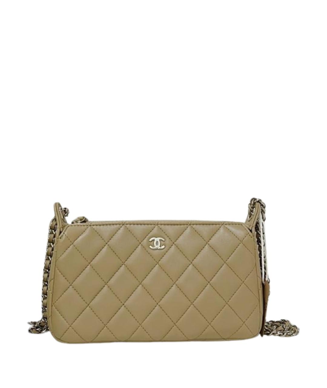 CHANEL Бежевая кожаная сумка через плечо, фото 1