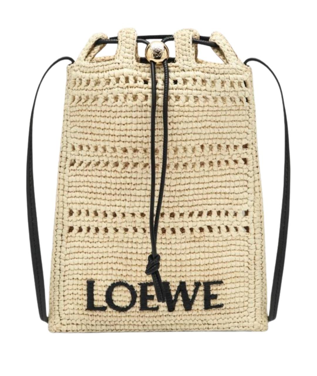 LOEWE Бежевая пелетеная сумка через плечо, фото 1