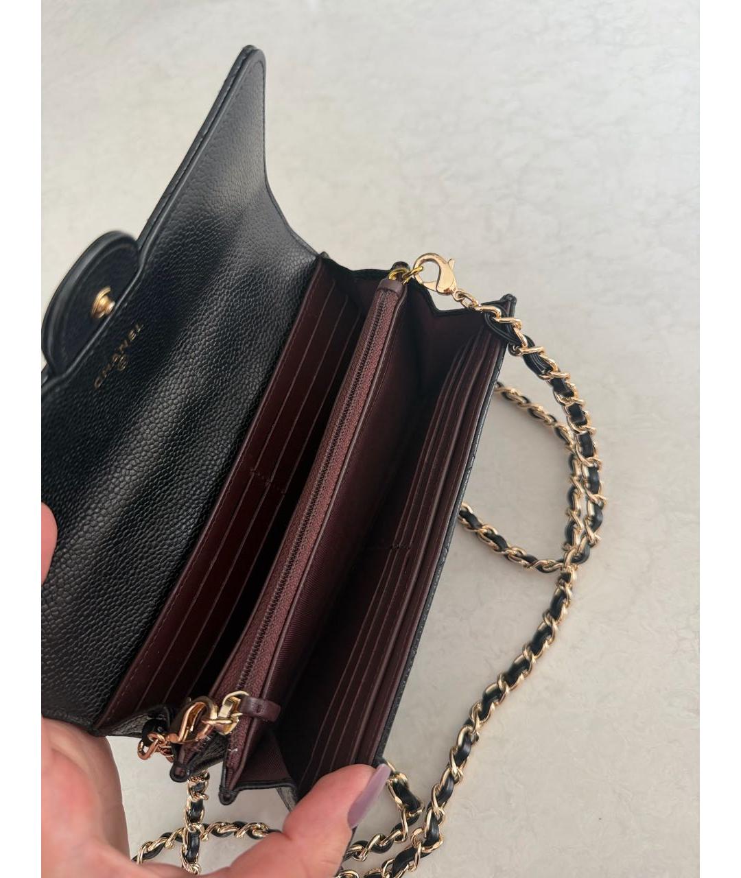 CHANEL Черный кожаный кошелек, фото 4