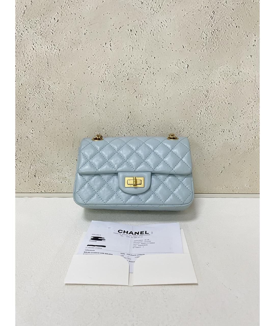 CHANEL Голубая кожаная сумка через плечо, фото 2