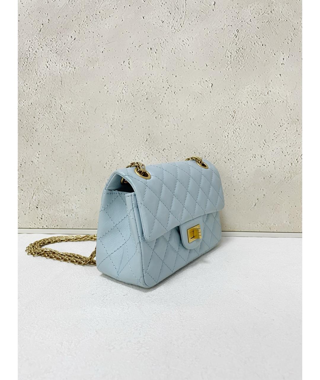 CHANEL Голубая кожаная сумка через плечо, фото 4