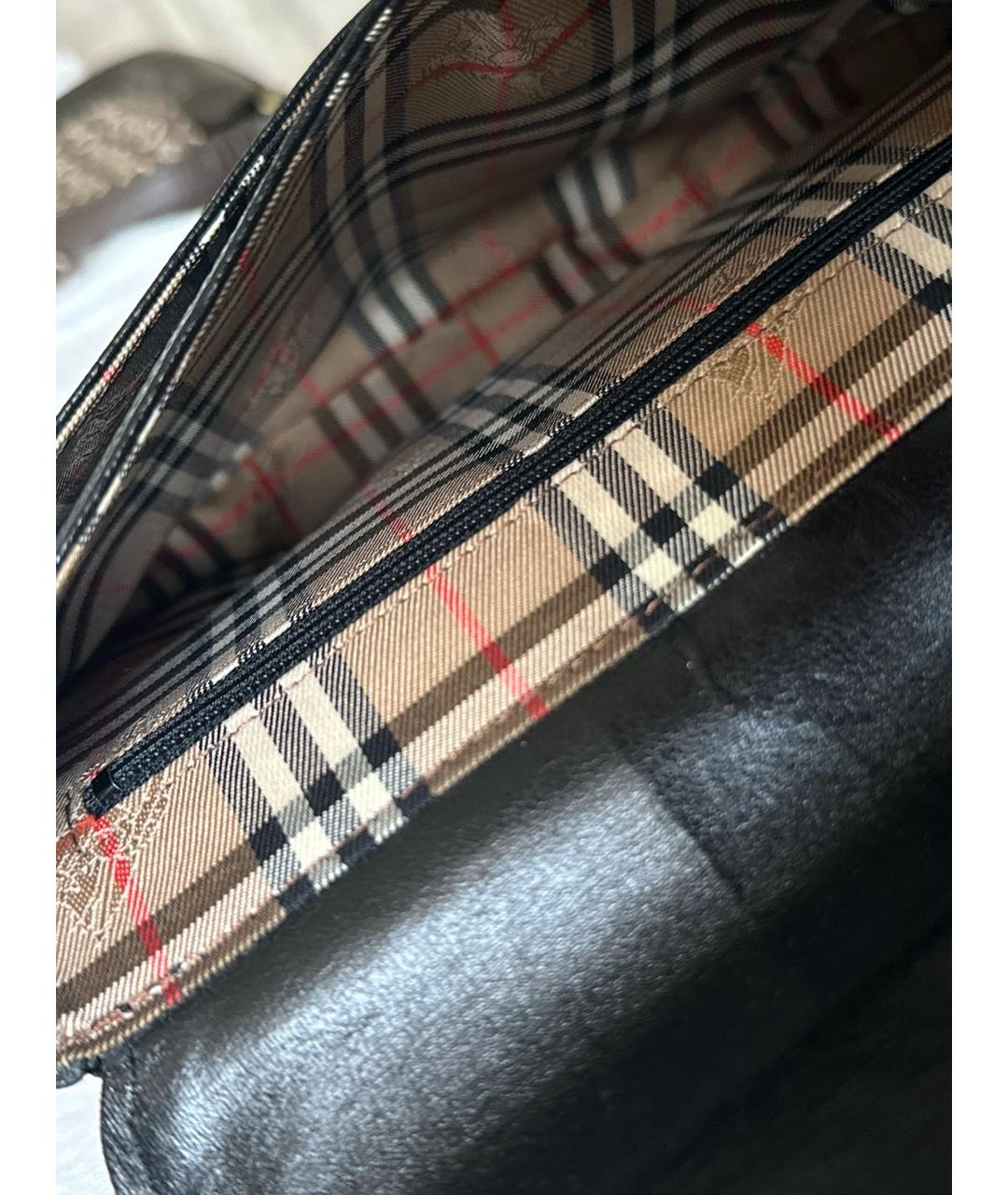 BURBERRY Черная кожаная сумка через плечо, фото 6