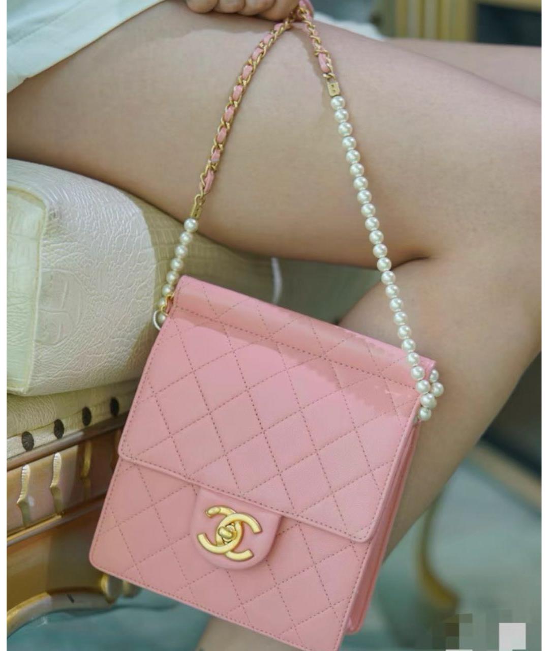CHANEL Розовая кожаная сумка через плечо, фото 4