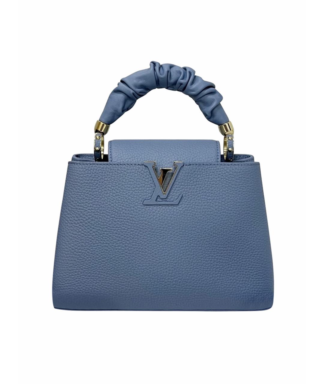 LOUIS VUITTON Голубая кожаная сумка с короткими ручками, фото 1