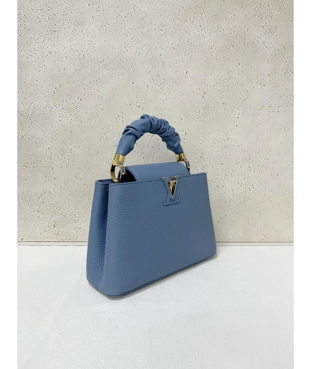 LOUIS VUITTON Голубая кожаная сумка с короткими ручками, фото 3