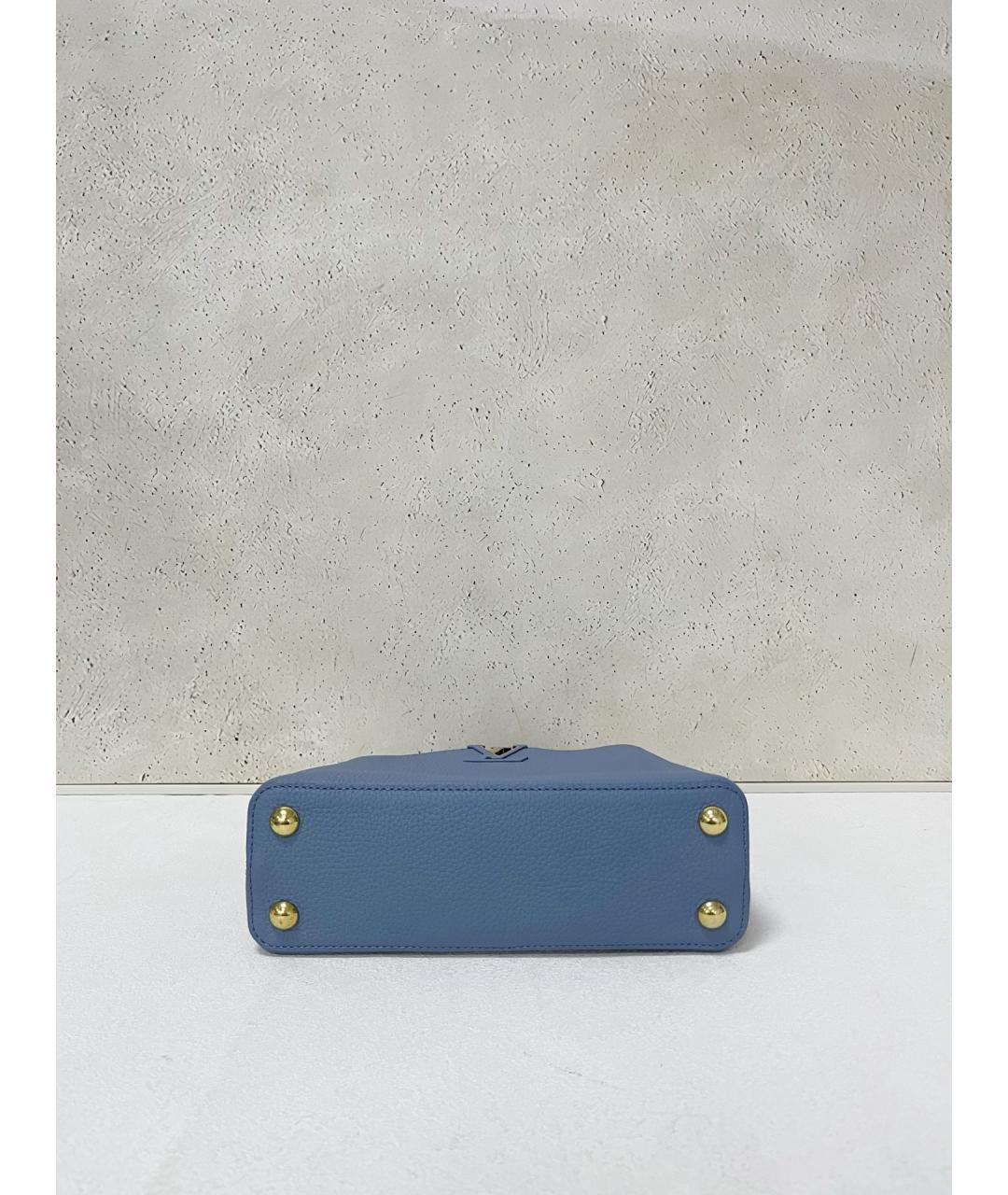 LOUIS VUITTON Голубая кожаная сумка с короткими ручками, фото 5