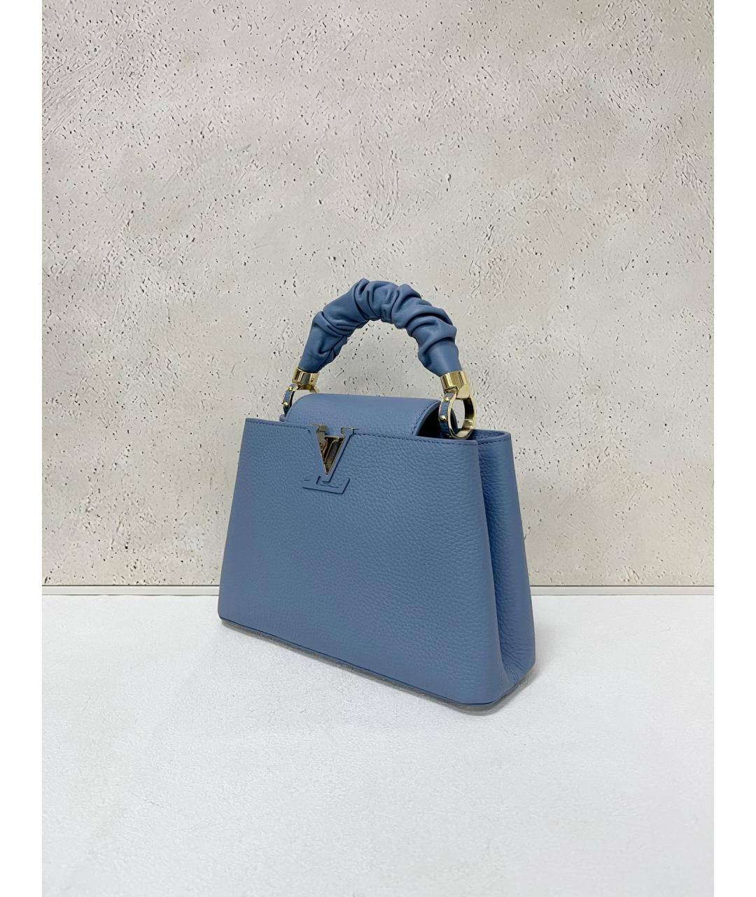 LOUIS VUITTON Голубая кожаная сумка с короткими ручками, фото 4
