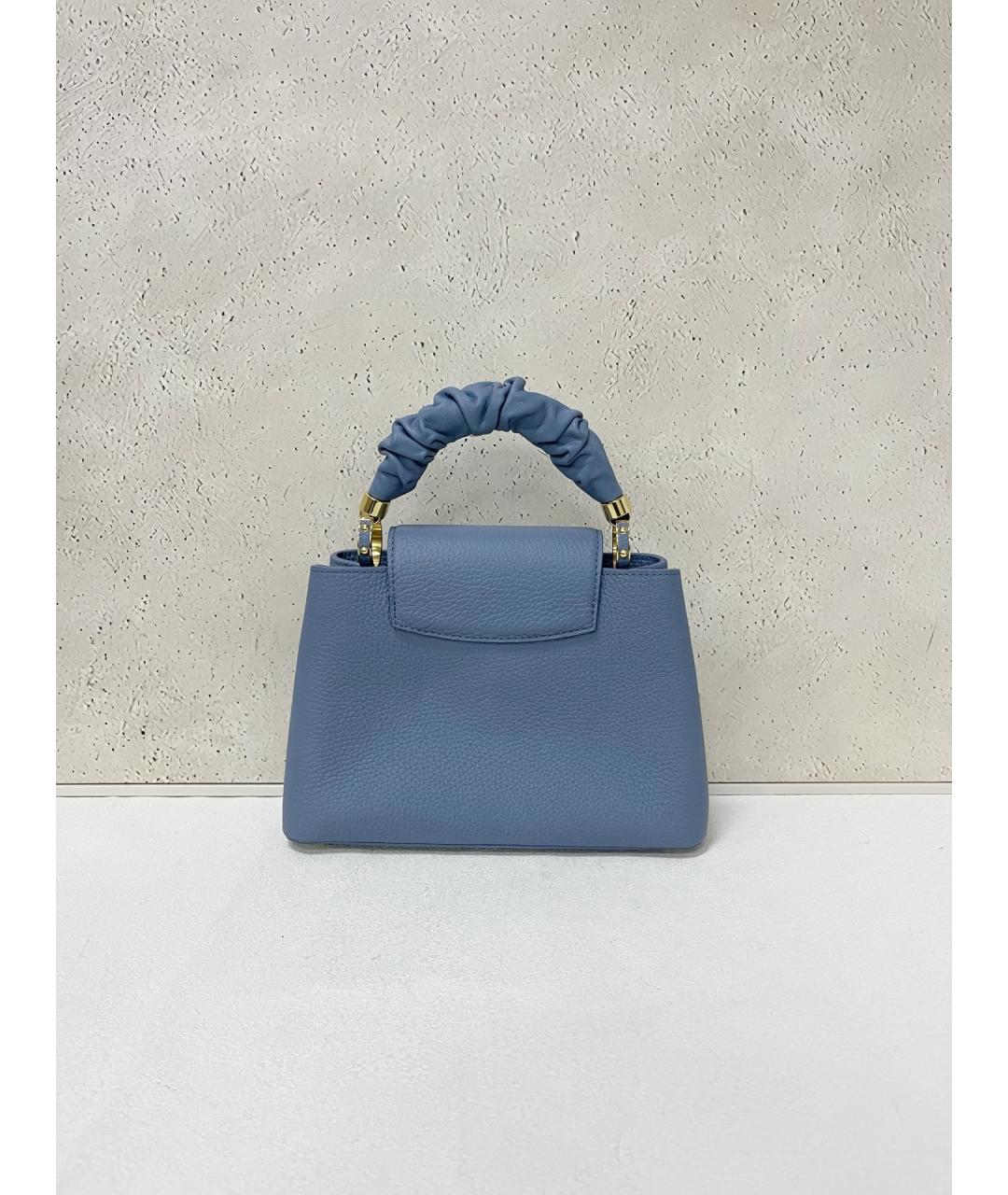 LOUIS VUITTON Голубая кожаная сумка с короткими ручками, фото 2