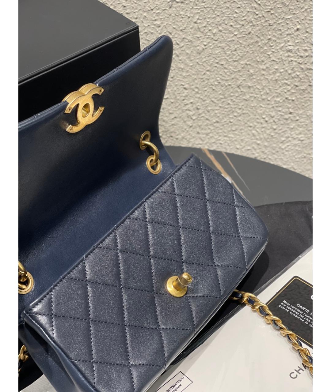 CHANEL Темно-синяя кожаная сумка через плечо, фото 8