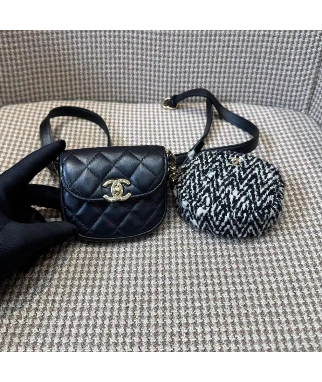 CHANEL Черная кожаная поясная сумка, фото 2