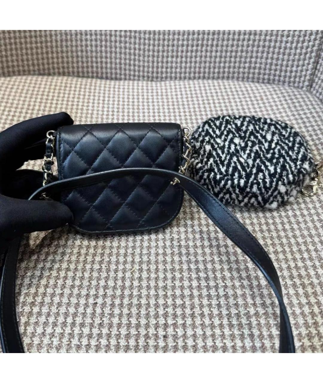 CHANEL Черная кожаная поясная сумка, фото 5