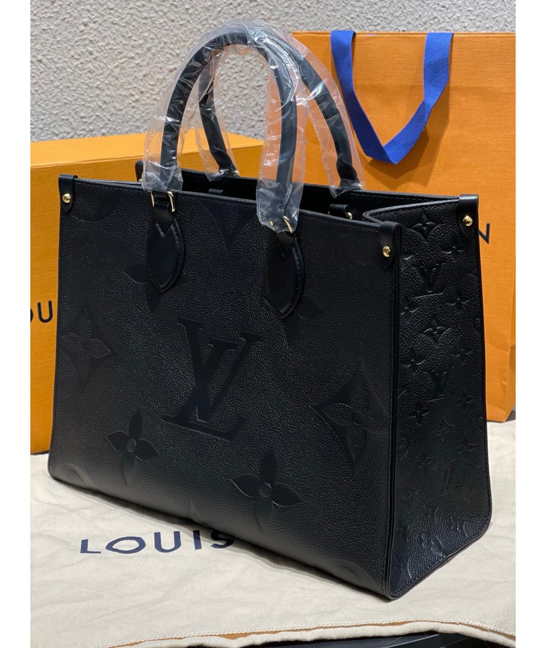 LOUIS VUITTON Черная кожаная сумка тоут, фото 4