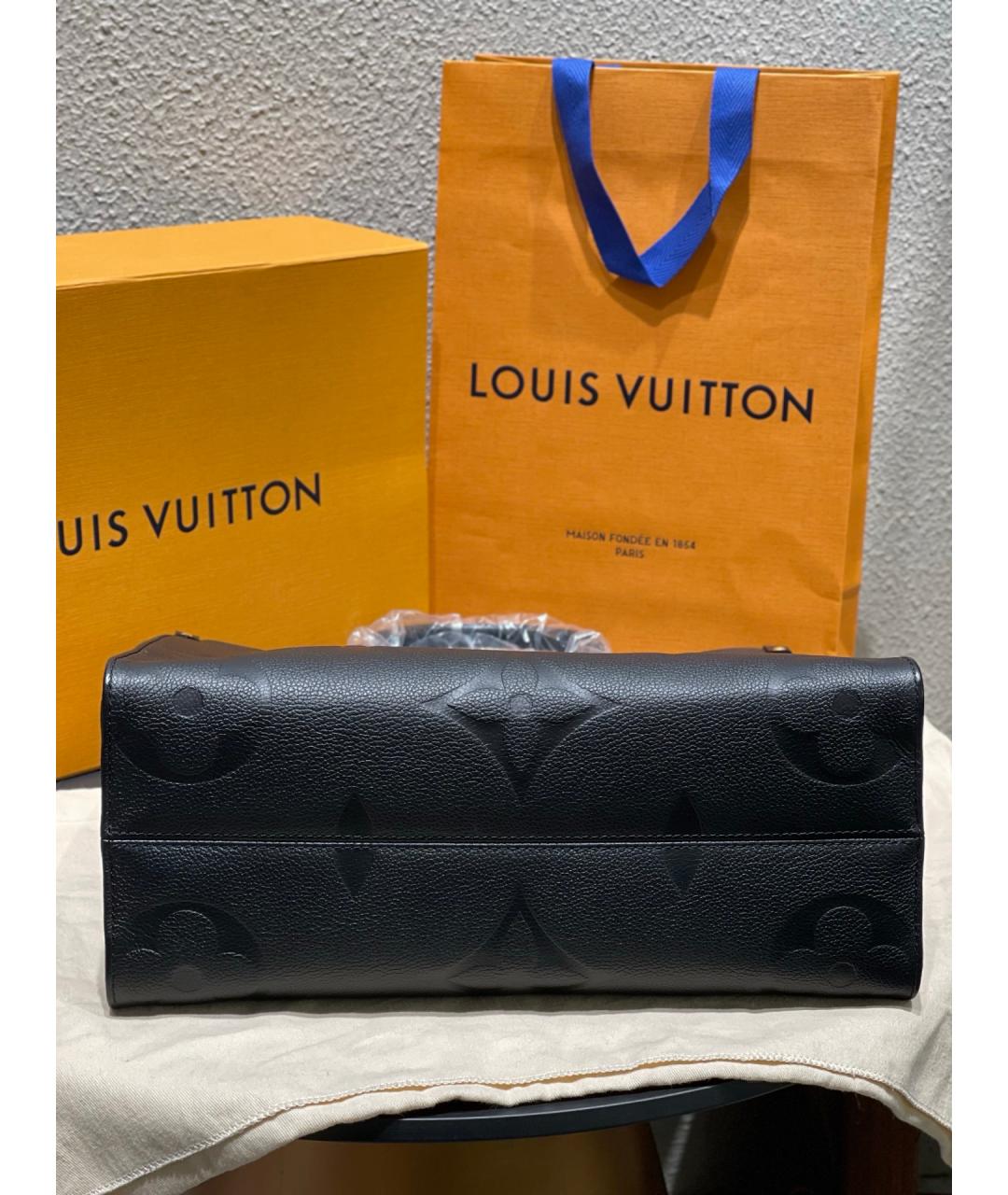 LOUIS VUITTON Черная кожаная сумка тоут, фото 8