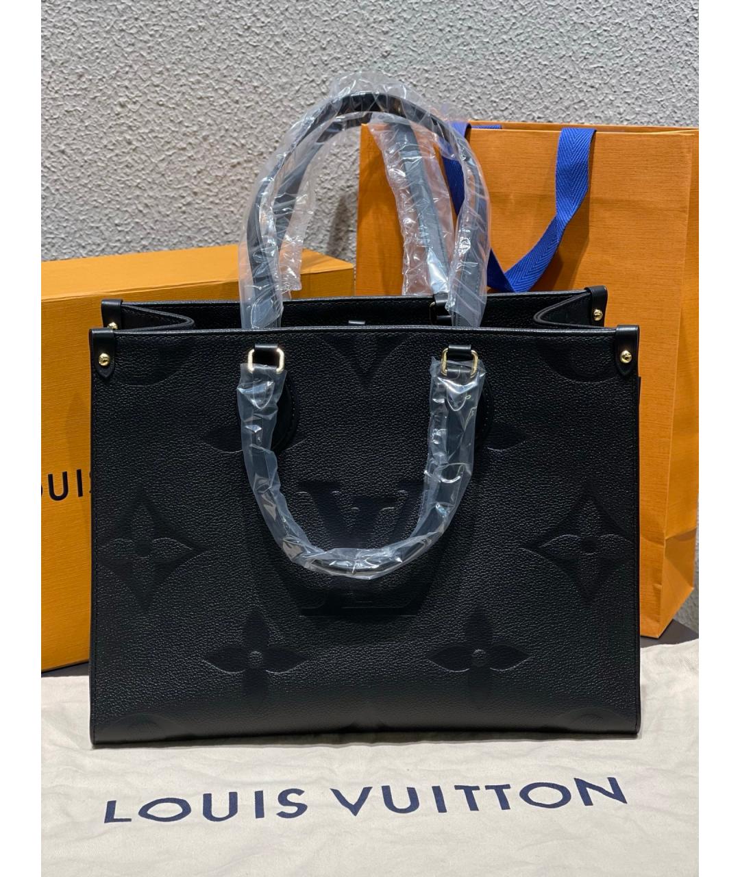 LOUIS VUITTON Черная кожаная сумка тоут, фото 2