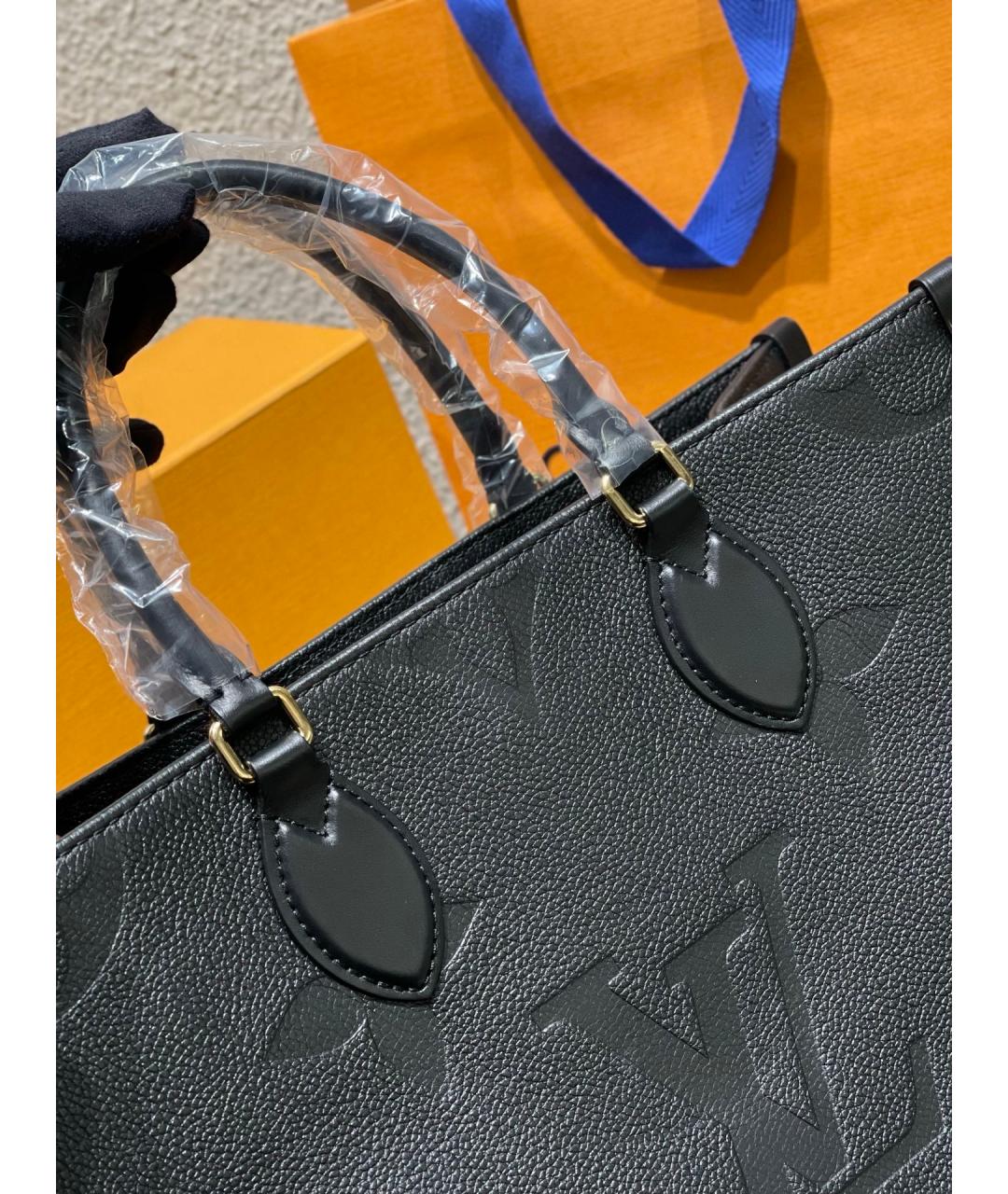 LOUIS VUITTON Черная кожаная сумка тоут, фото 9