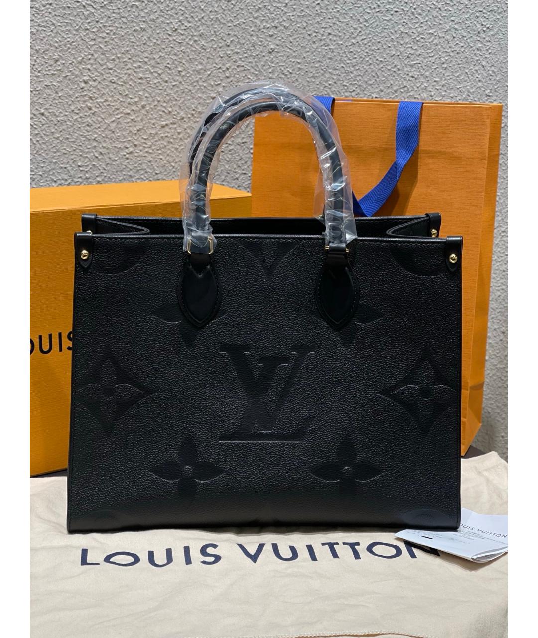 LOUIS VUITTON Черная кожаная сумка тоут, фото 10
