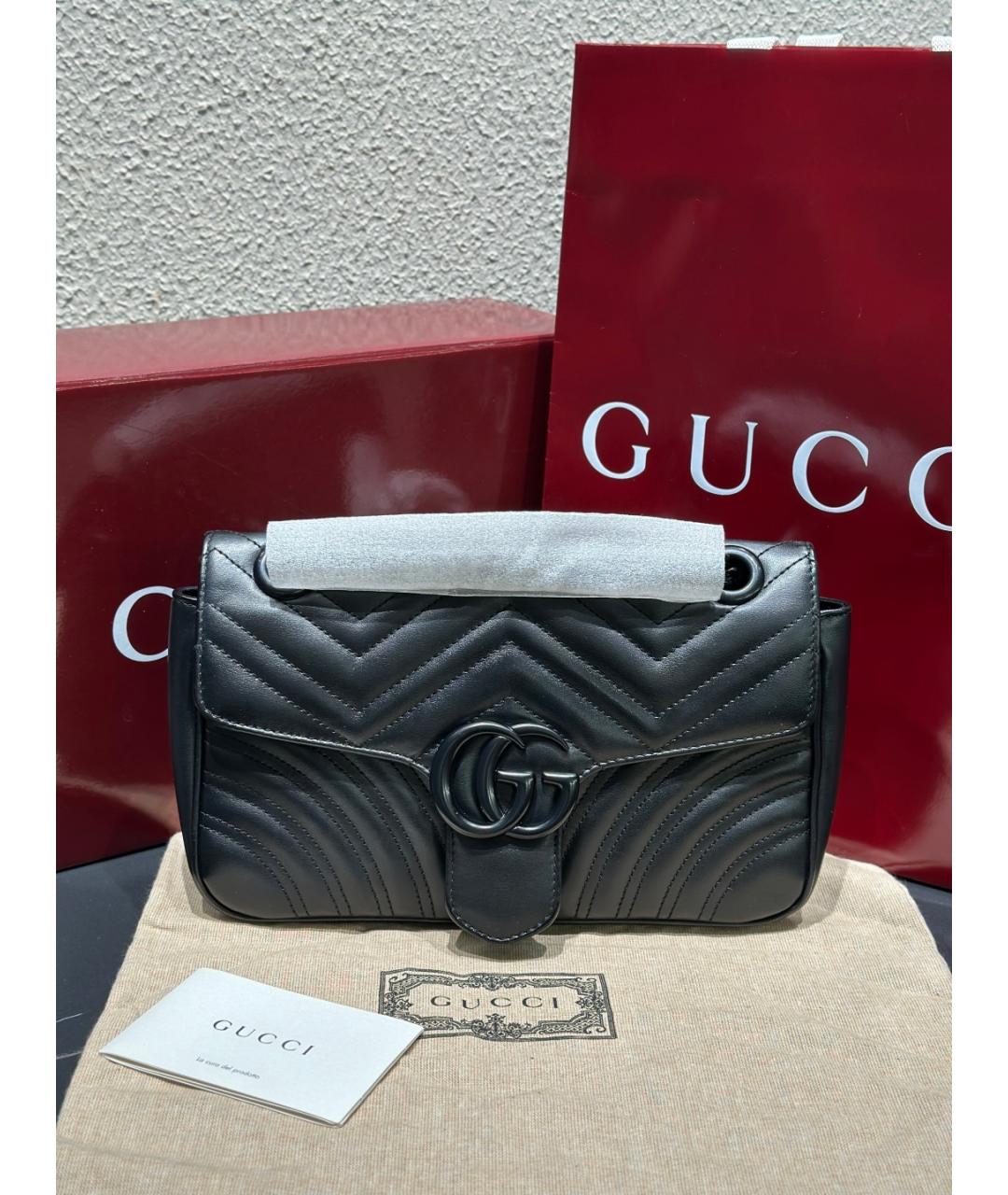 GUCCI Черная кожаная сумка через плечо, фото 10
