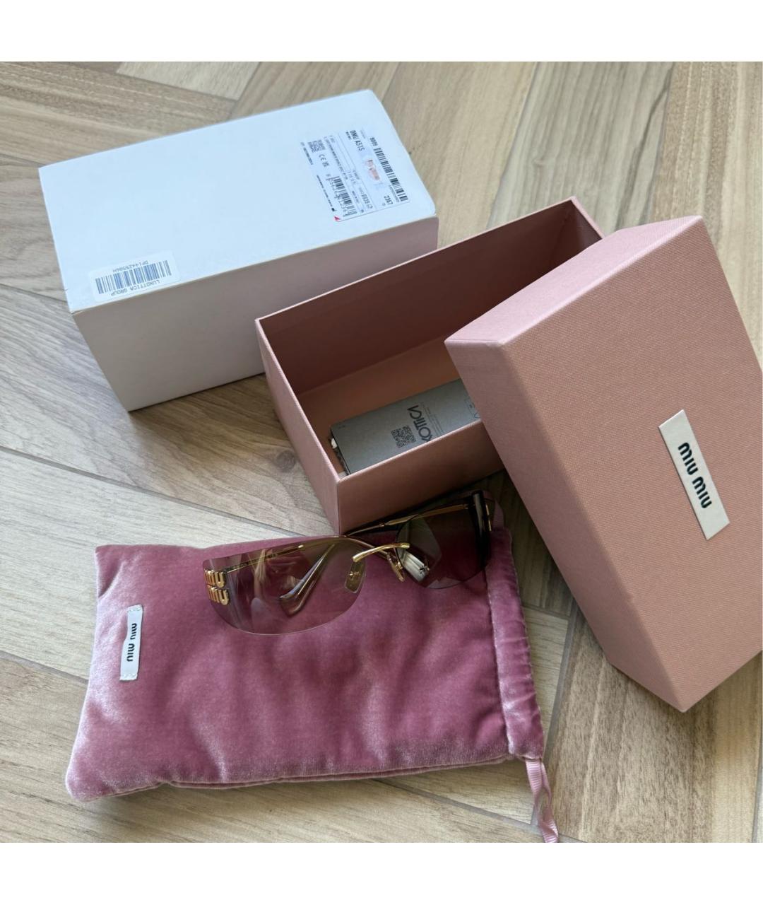 MIU MIU Золотые металлические солнцезащитные очки, фото 4