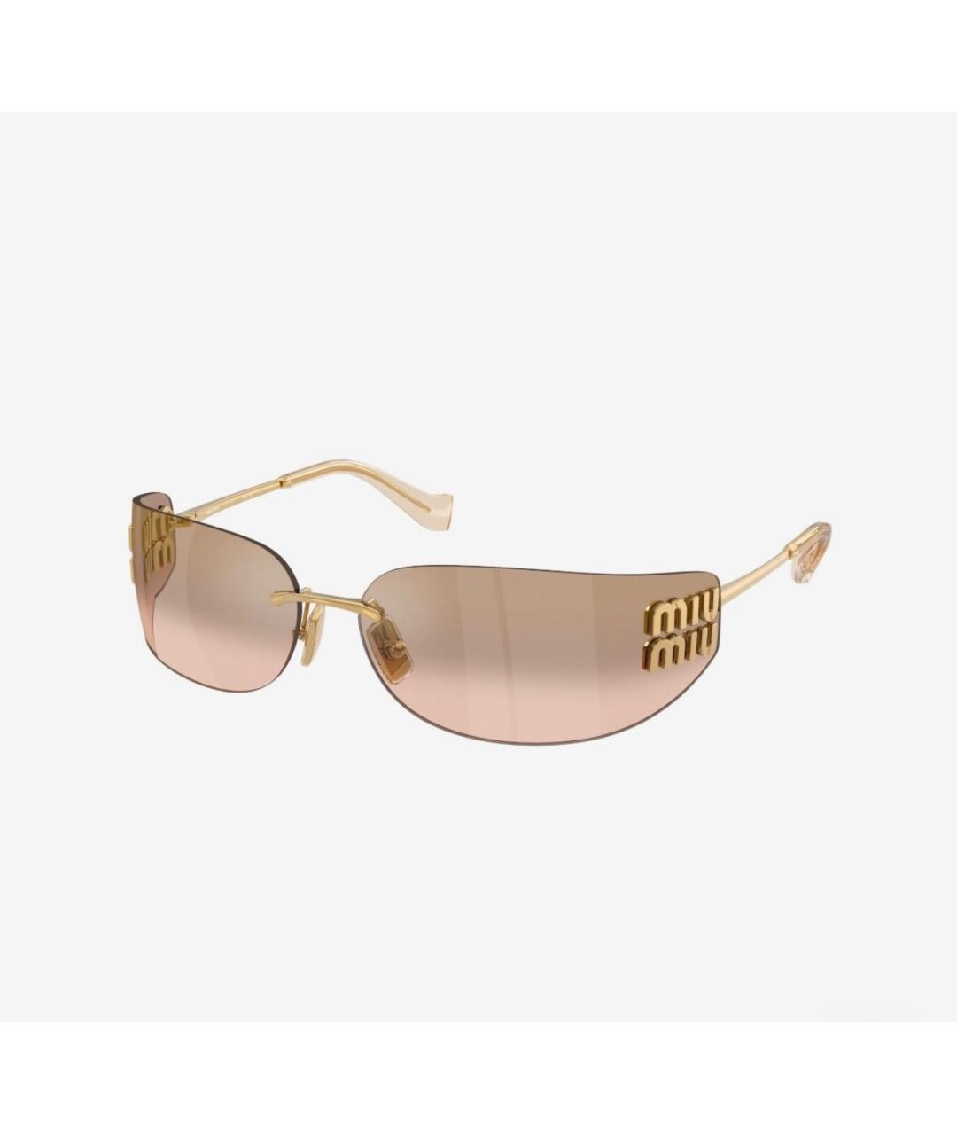 MIU MIU Золотые металлические солнцезащитные очки, фото 6