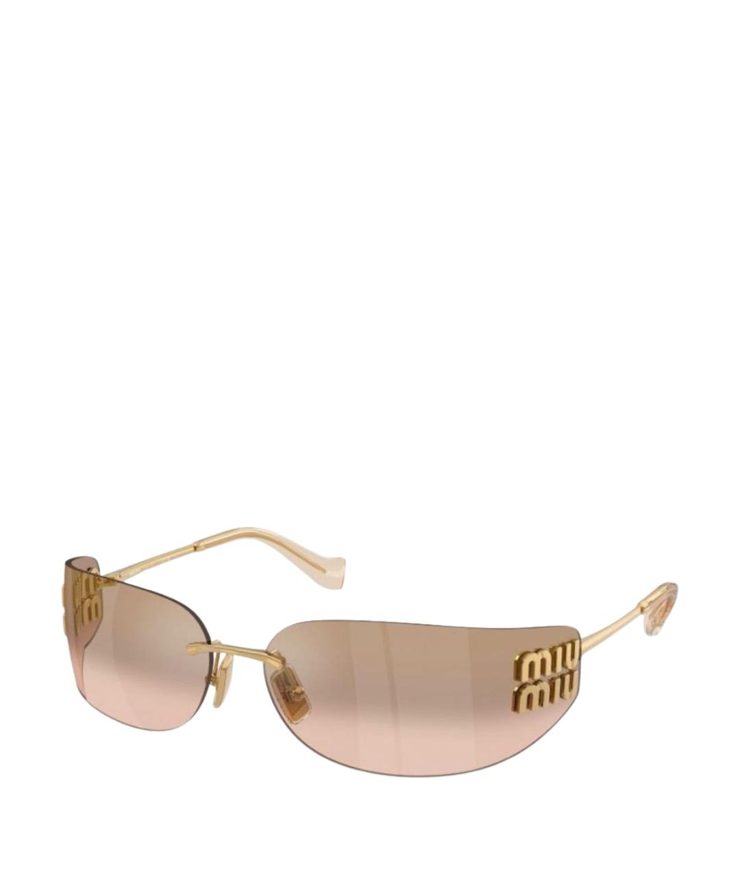 MIU MIU Золотые металлические солнцезащитные очки, фото 1