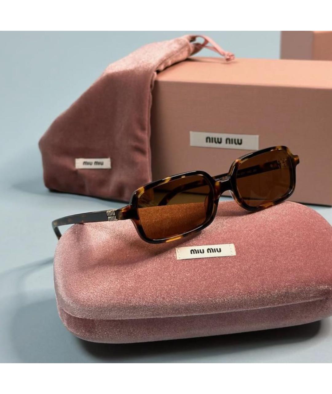 MIU MIU Коричневые пластиковые солнцезащитные очки, фото 5