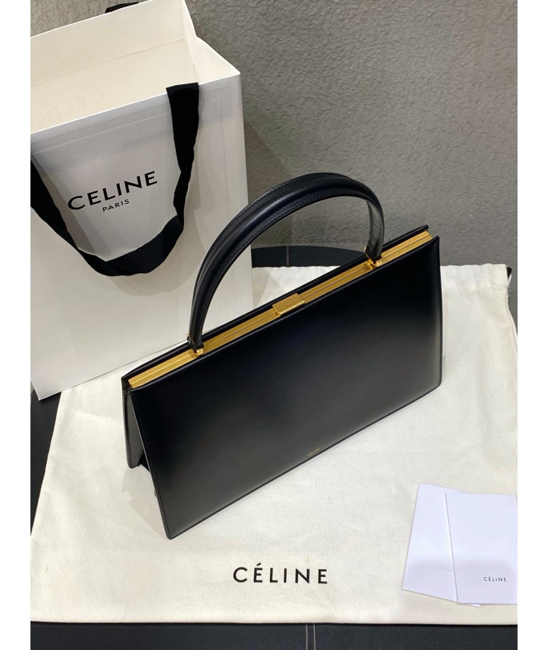 CELINE Черная кожаная сумка с короткими ручками, фото 6