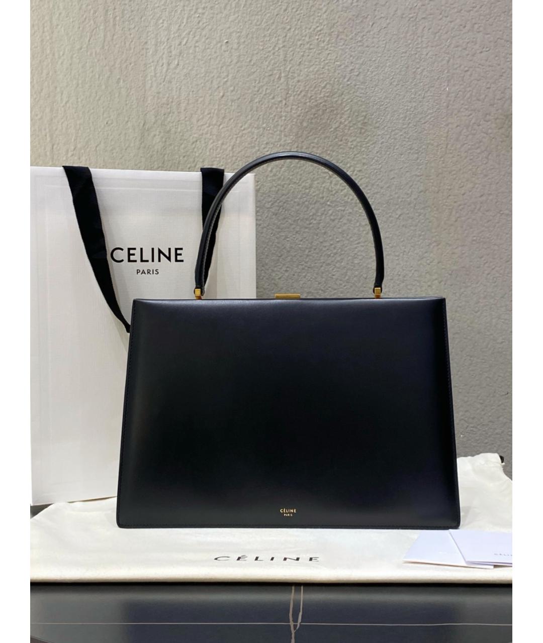 CELINE Черная кожаная сумка с короткими ручками, фото 10
