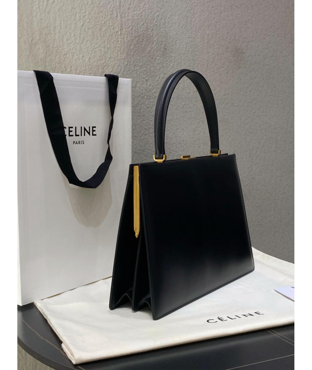 CELINE Черная кожаная сумка с короткими ручками, фото 4