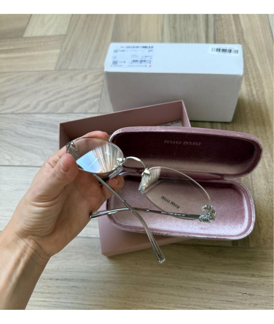 MIU MIU Серебряные металлические солнцезащитные очки, фото 2