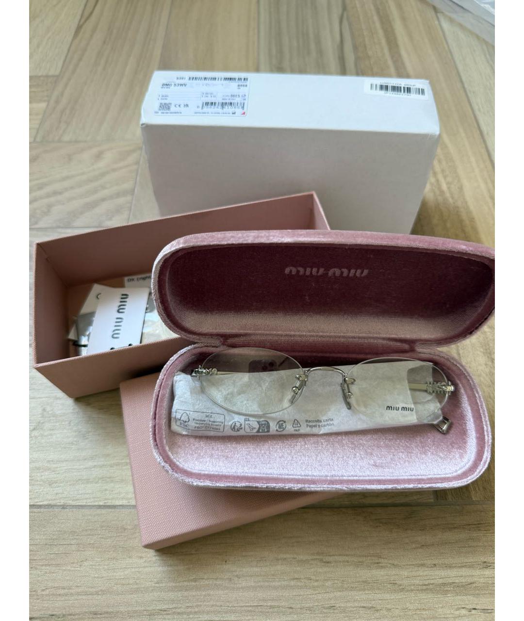 MIU MIU Серебряные металлические солнцезащитные очки, фото 4