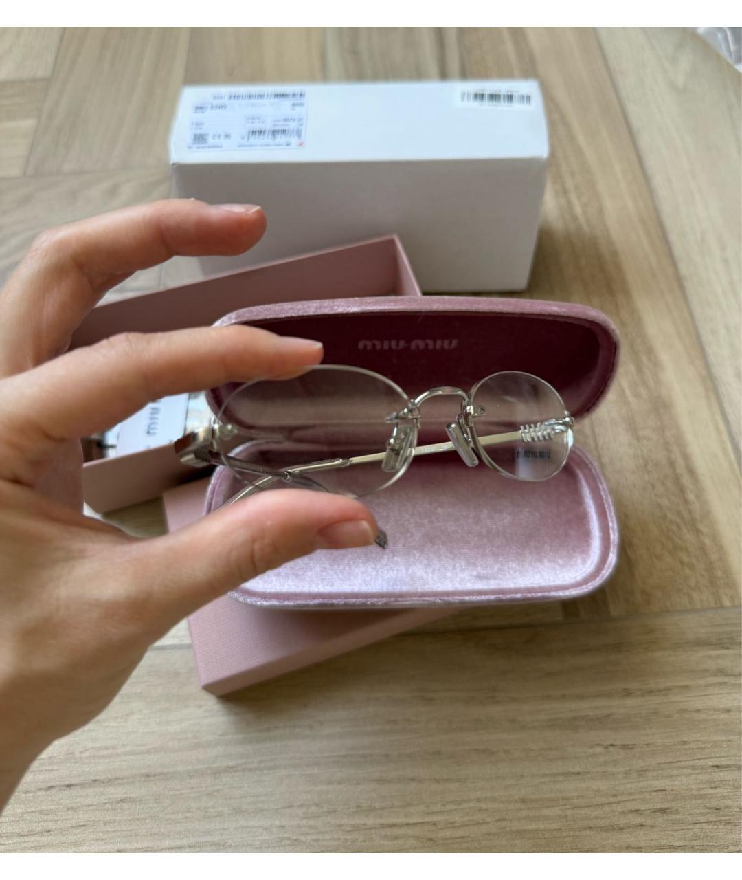 MIU MIU Серебряные металлические солнцезащитные очки, фото 3