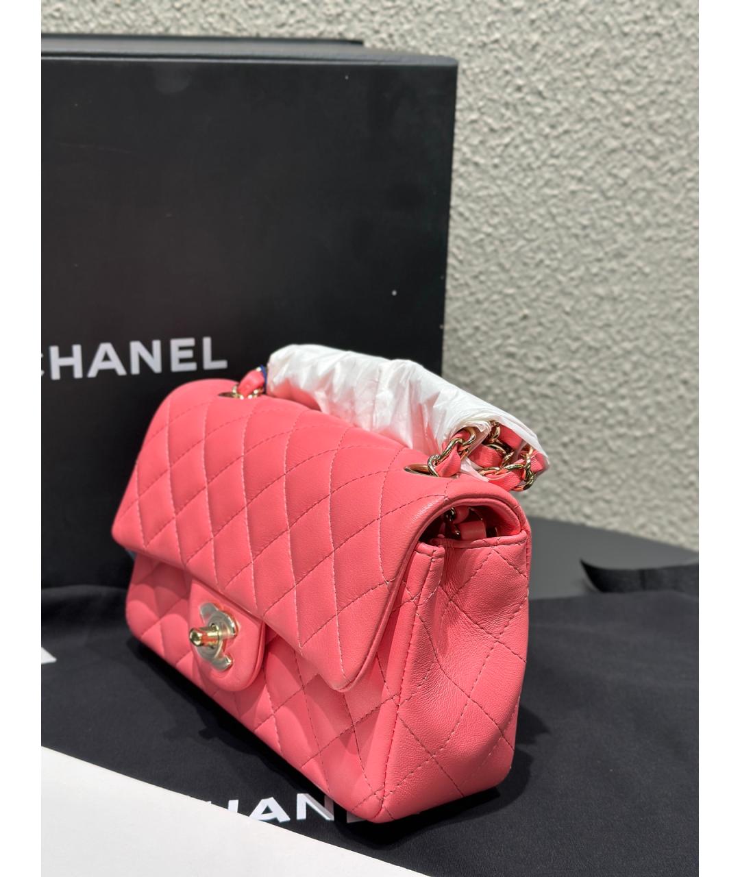 CHANEL Розовая кожаная сумка через плечо, фото 4
