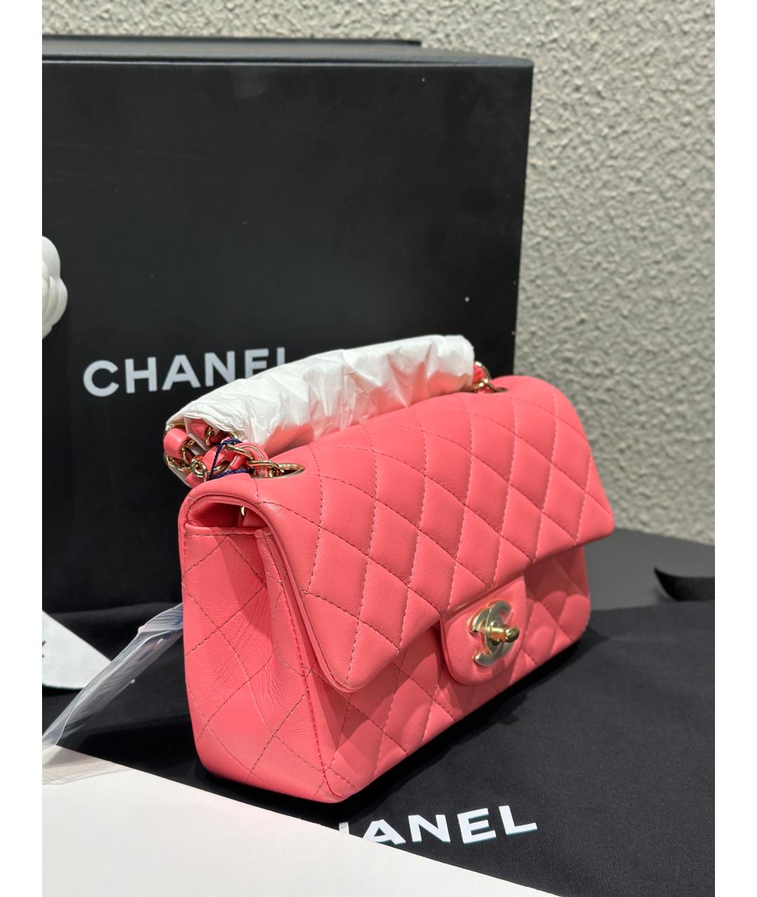 CHANEL Розовая кожаная сумка через плечо, фото 3