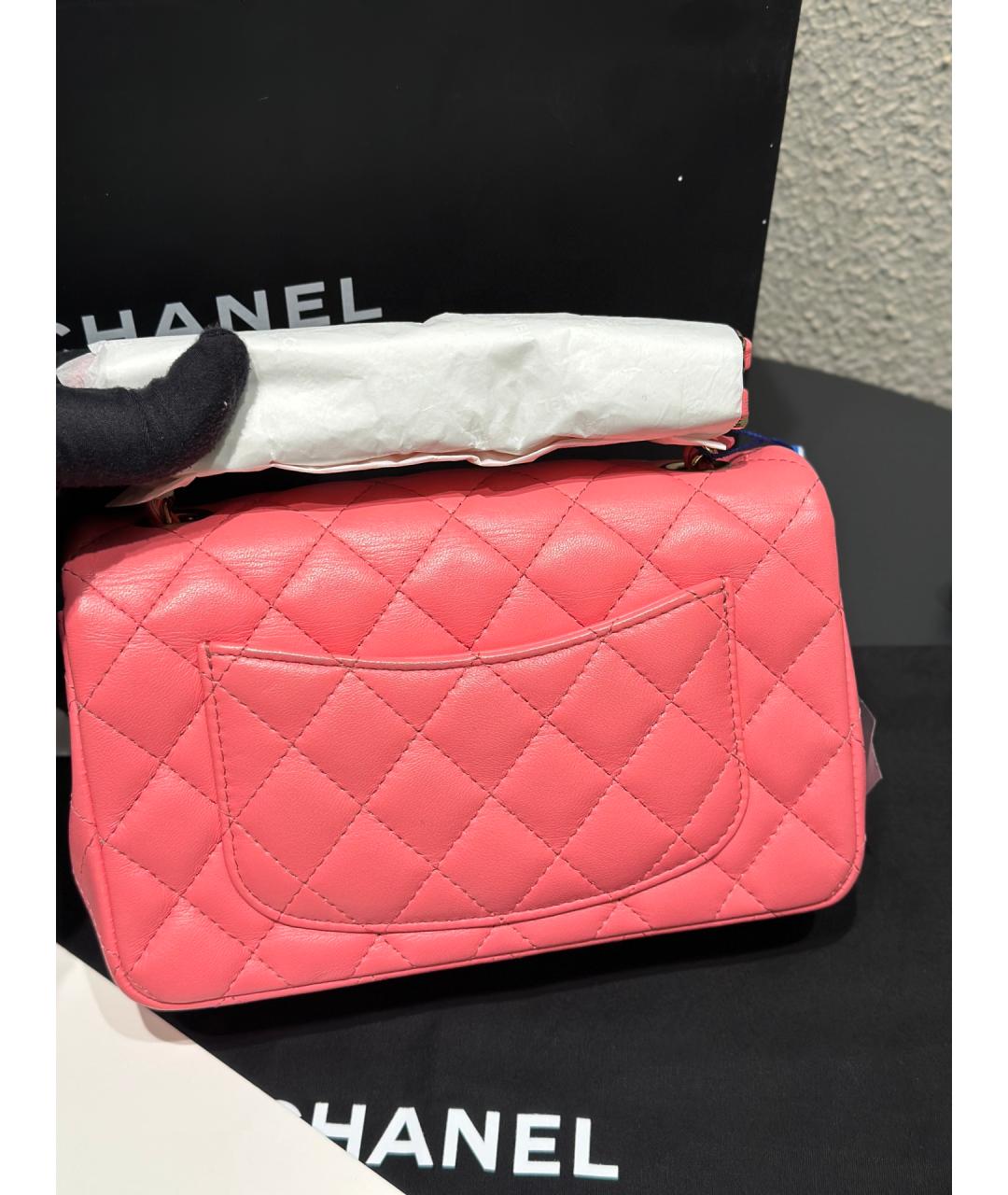 CHANEL Розовая кожаная сумка через плечо, фото 7