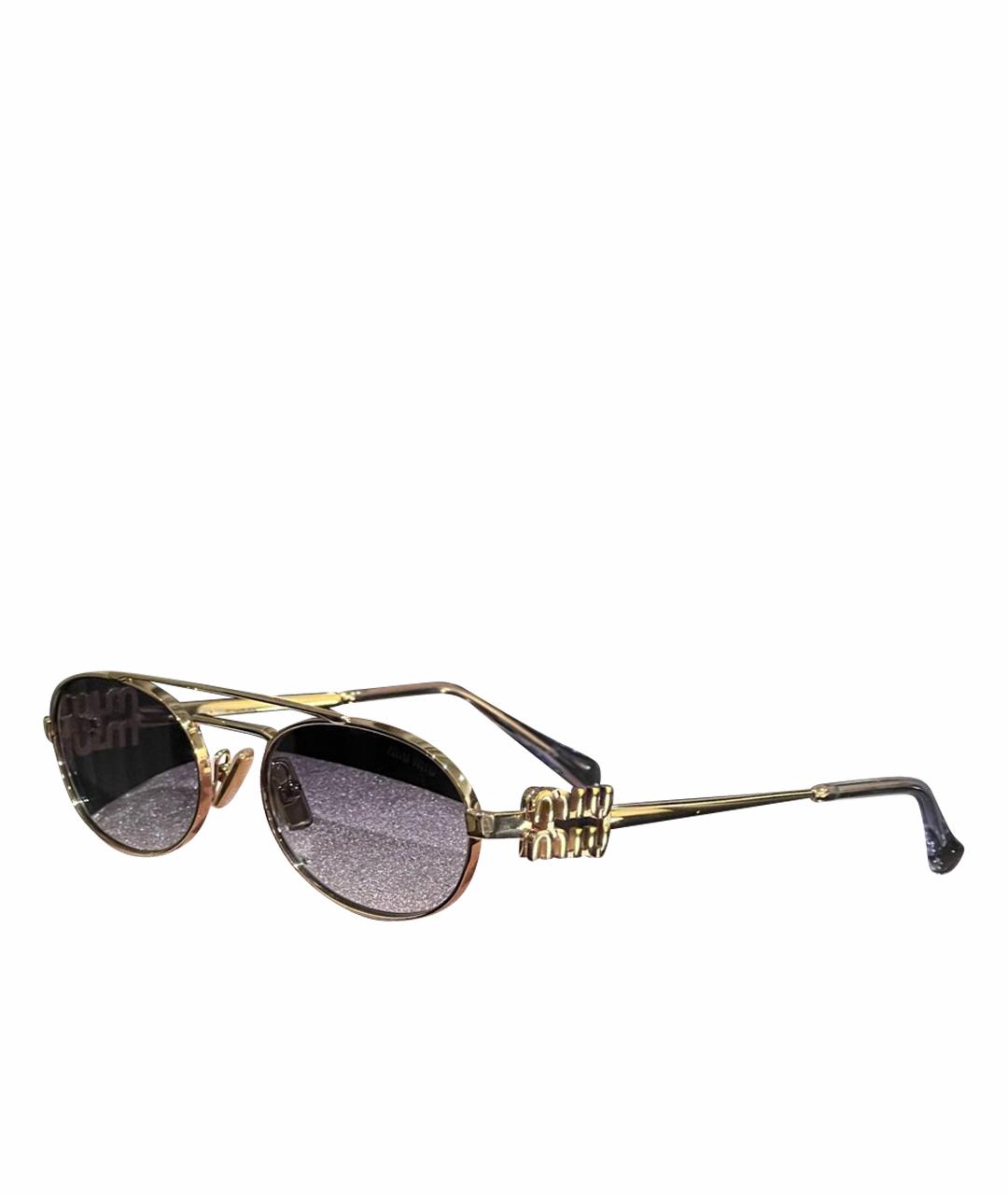 MIU MIU Золотые металлические солнцезащитные очки, фото 1