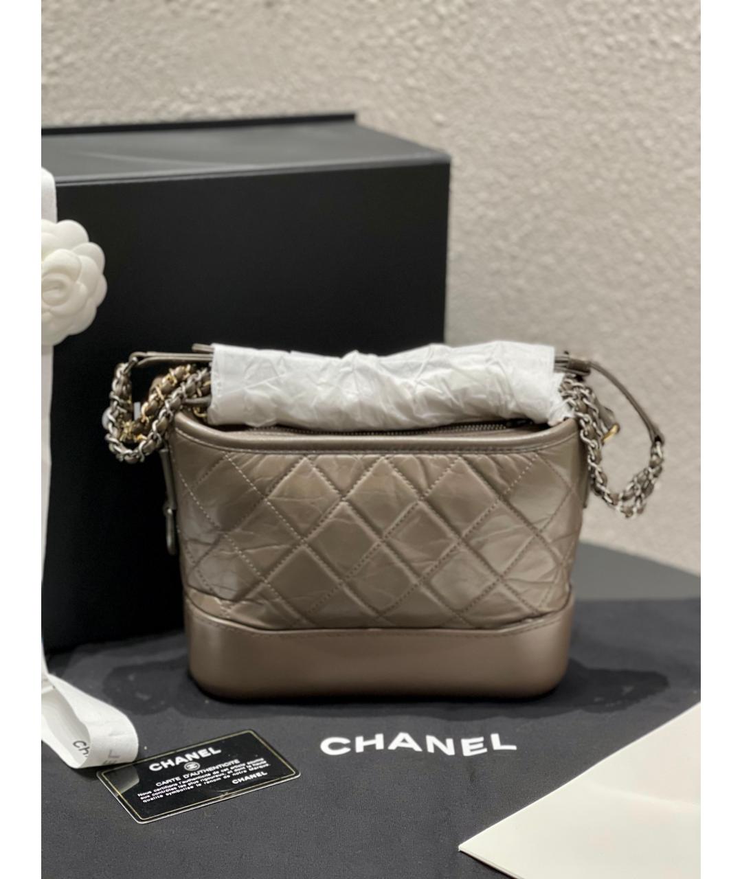 CHANEL Бежевая кожаная сумка через плечо, фото 5