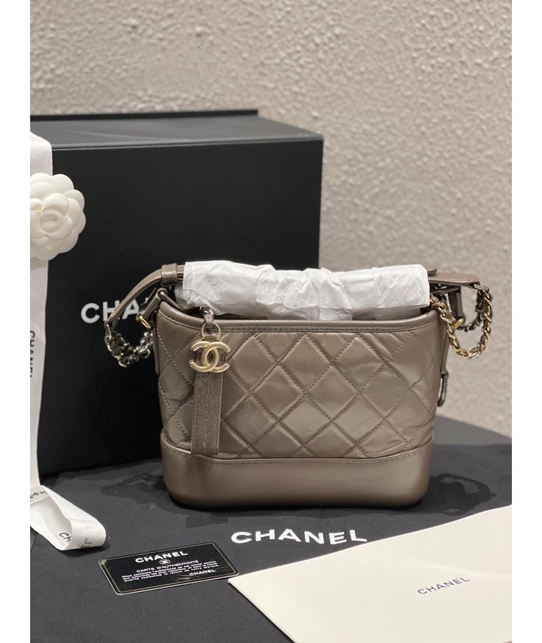 CHANEL Бежевая кожаная сумка через плечо, фото 10