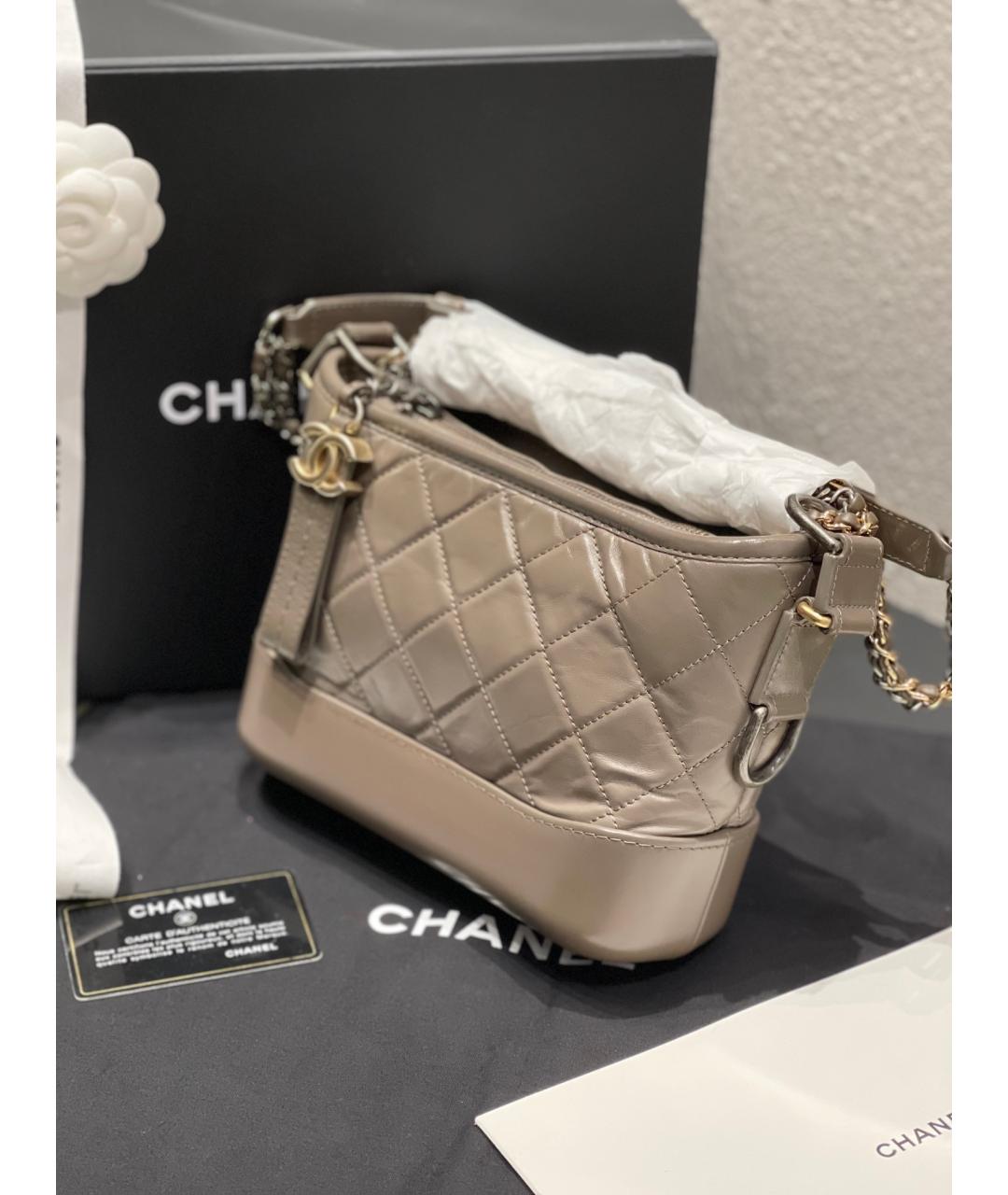 CHANEL Бежевая кожаная сумка через плечо, фото 4