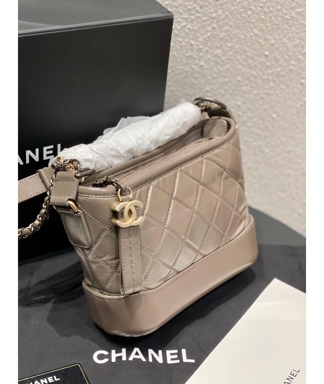 CHANEL Бежевая кожаная сумка через плечо, фото 3