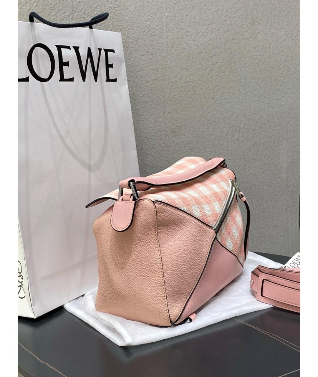 LOEWE Розовая кожаная сумка с короткими ручками, фото 5
